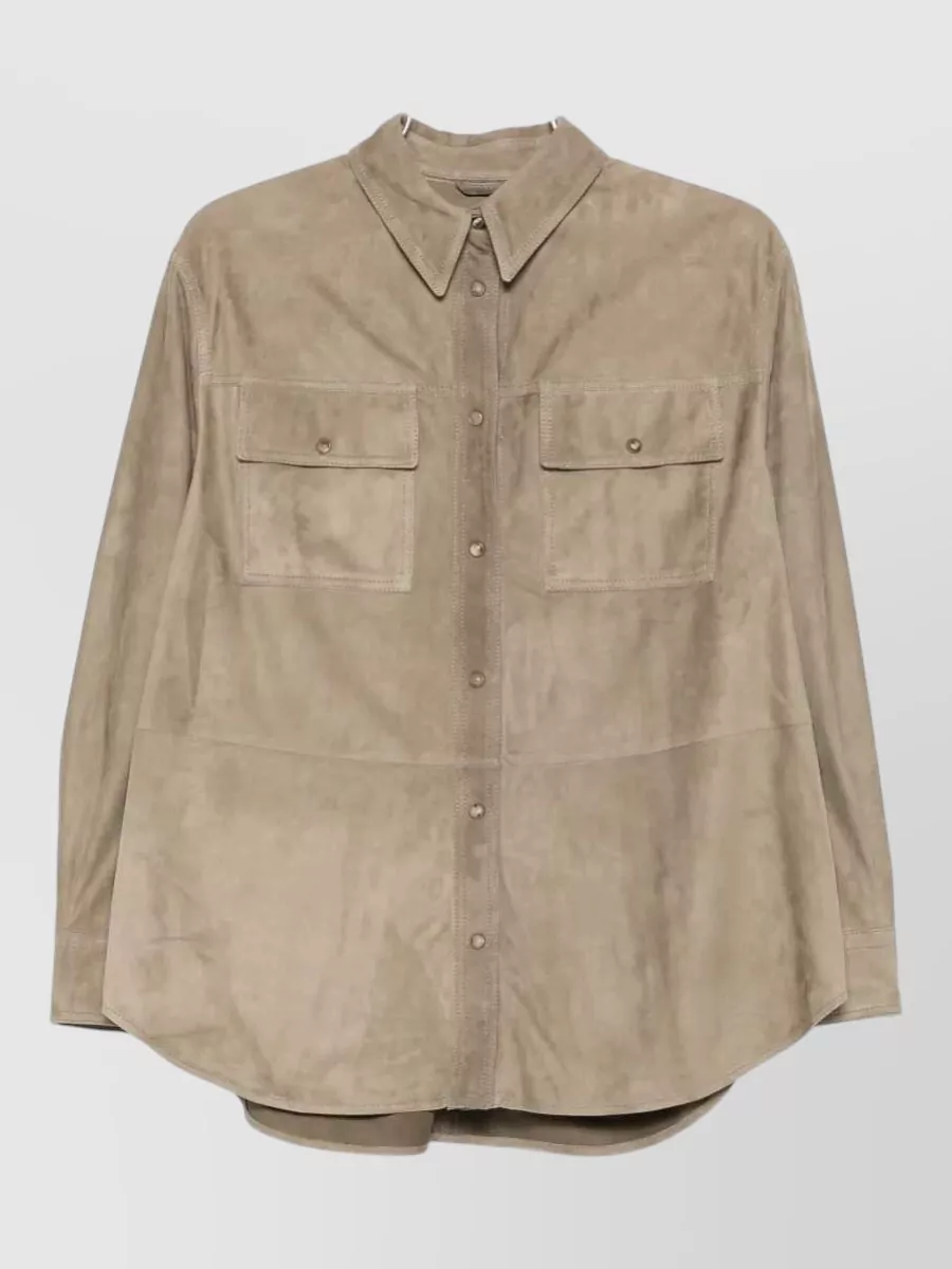 Brunello Cucinelli suede long-sleeve shirt