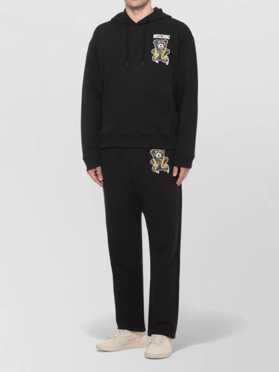 Moschino Cotton Hooded Logo Print Sweatshirt