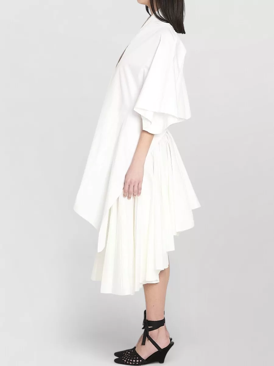 Jacquemus Cotton Draped Open-Back Midi Tunic Dress
