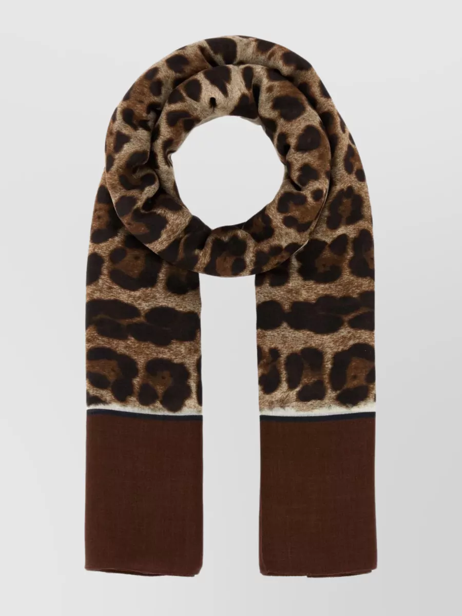 Shop Dolce & Gabbana Leopard Print Modal Cashmere Scarf In Brown