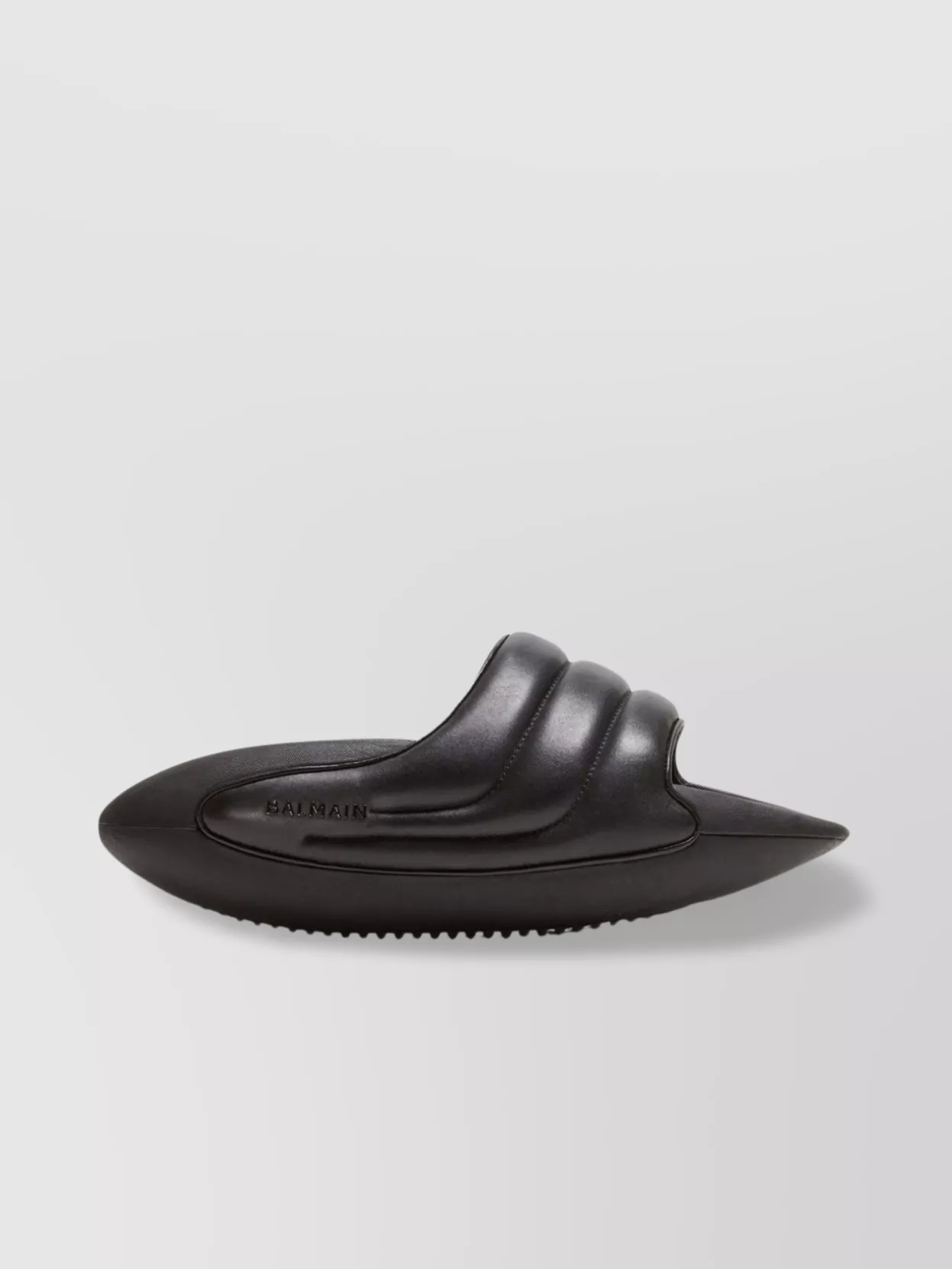 Shop Balmain Quilted Lambskin Platform Slide Sandals In Black