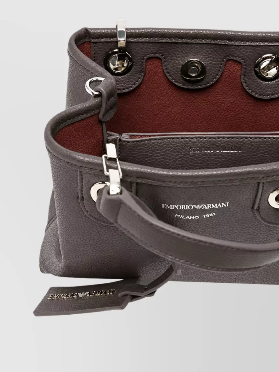 Emporio Armani Pebbled Logo Print Shoulder Bag