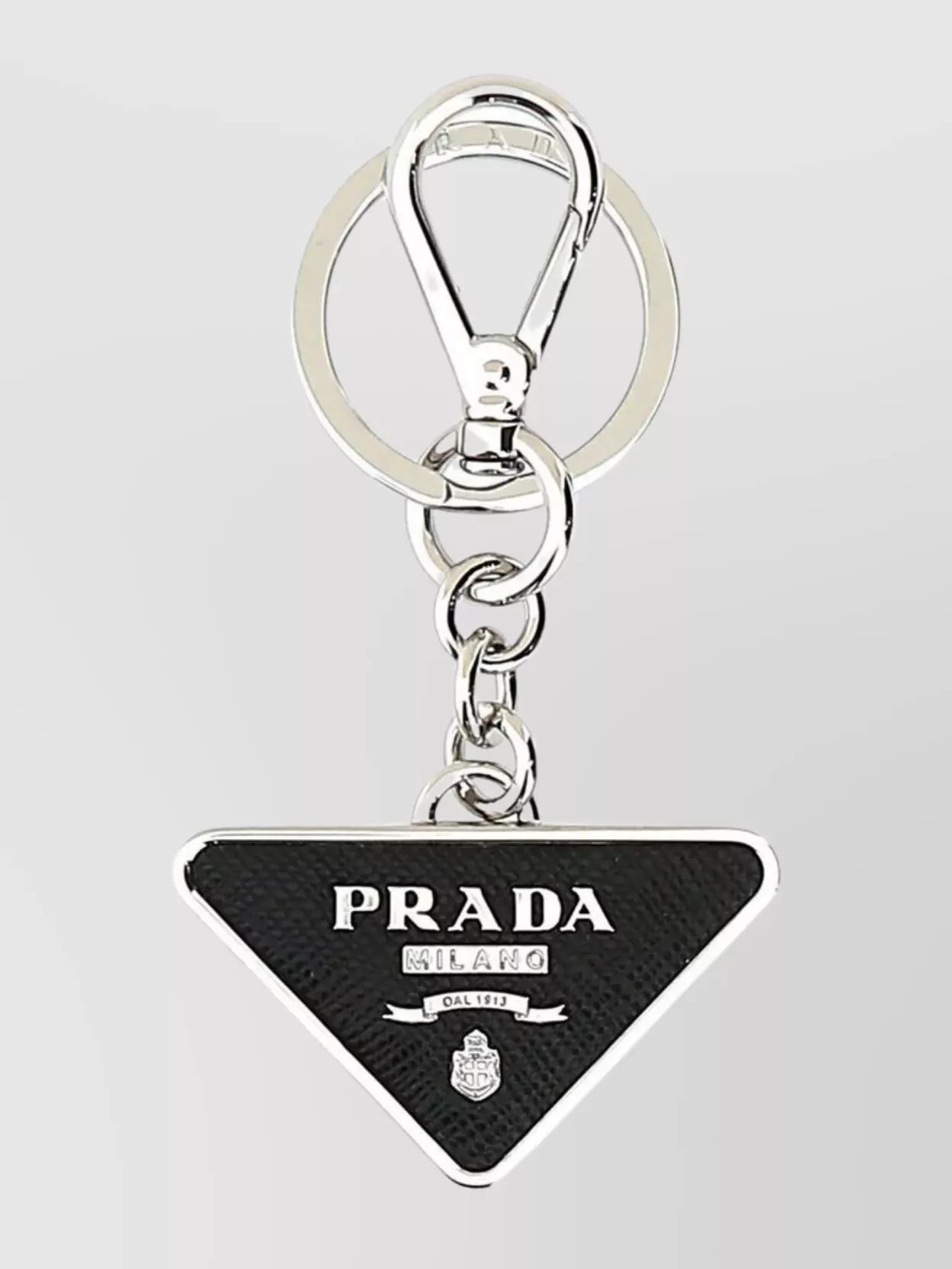 Shop Prada Leather And Metal Keychain