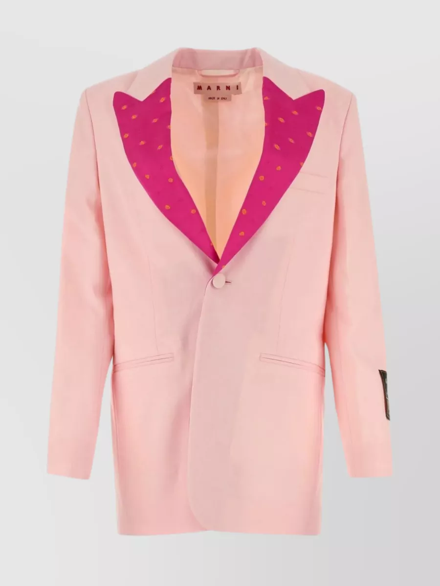 Shop Marni Embroidered Lapels Tailored Wool Blazer In Pastel
