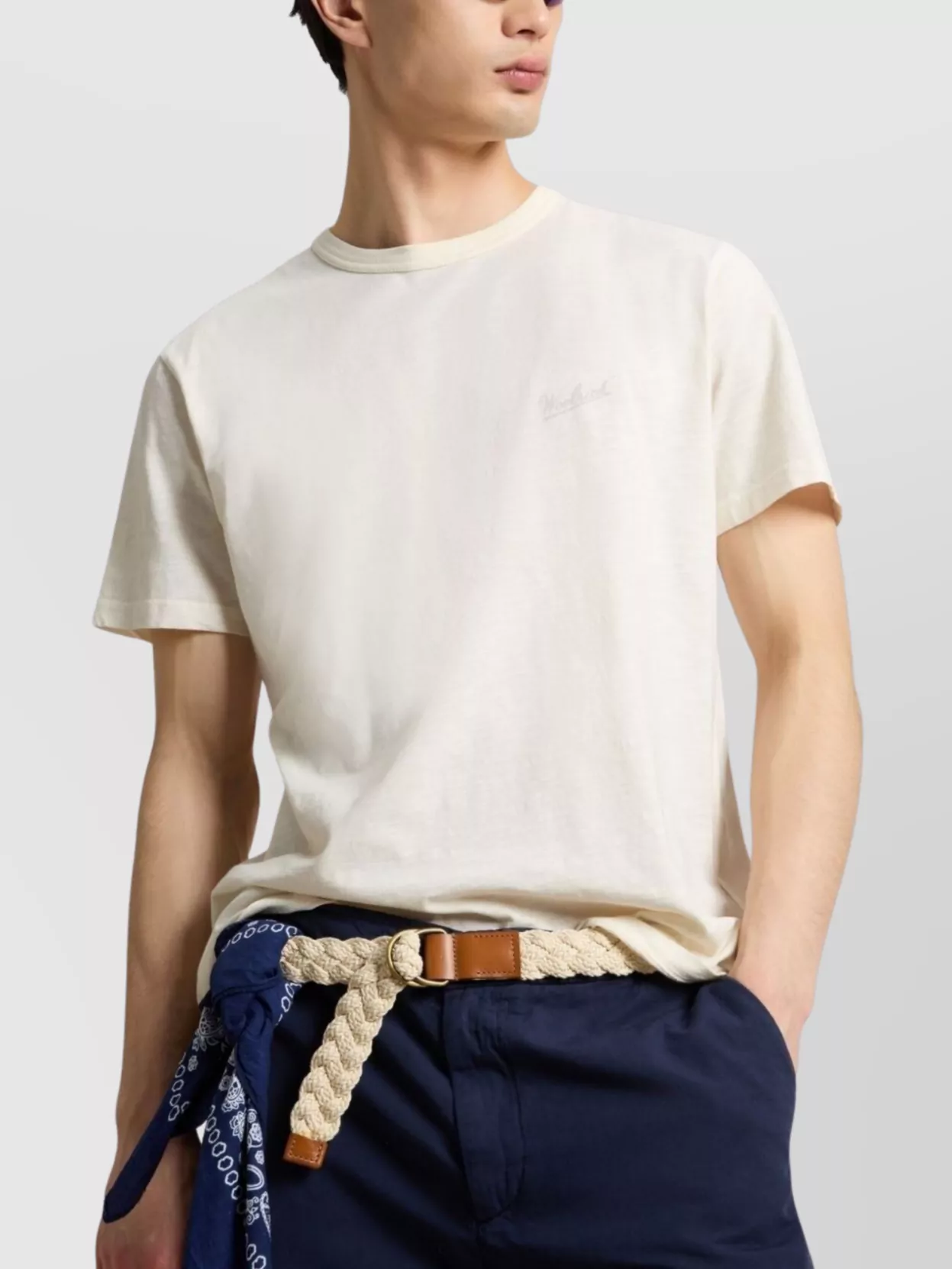 Woolrich V-neck Slub-texture T-shirt