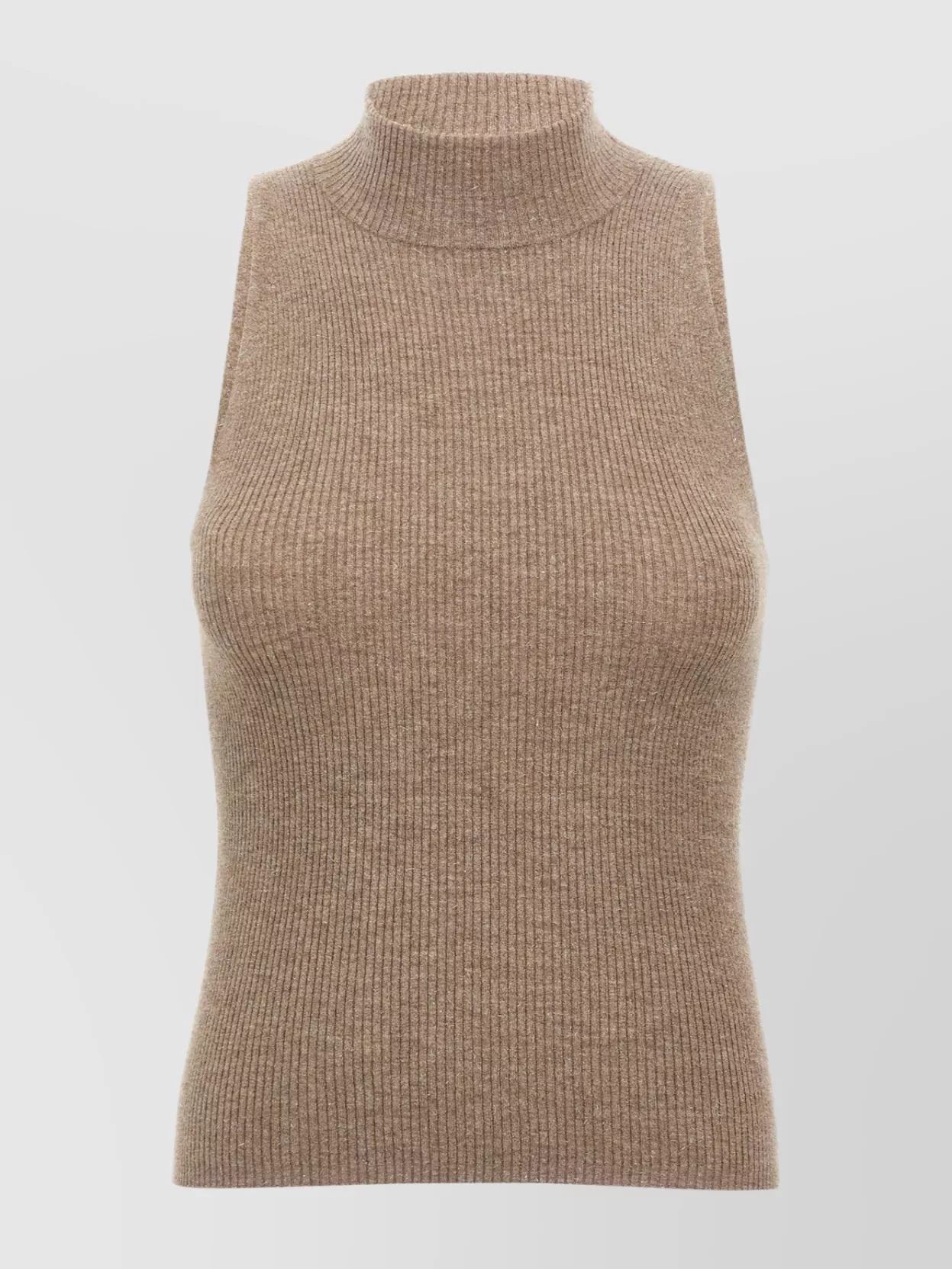 Brunello Cucinelli Sleeveless high neckline ribbed top
