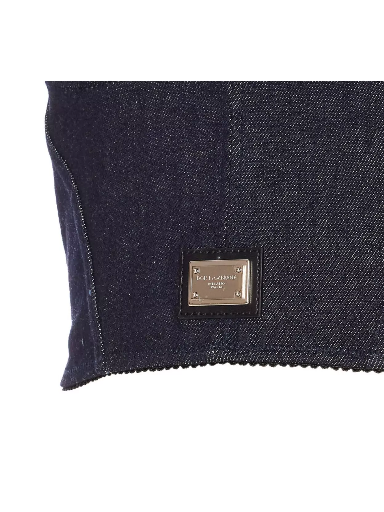 Dolce & Gabbana Denim Corset Heart Neck Cropped Top