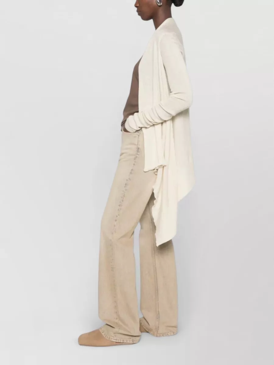 Rick Owens Virgin Wool Ribbed Open Front Cardigan
