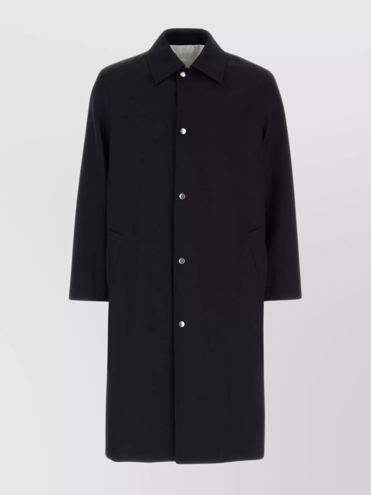 Shop Jil Sander Gabardine Overcoat With 3/4 Sleeves And Side Pockets