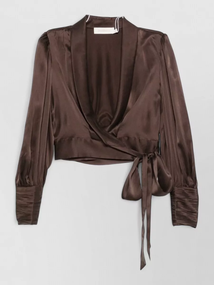 Zimmermann silk satin wrap blouse