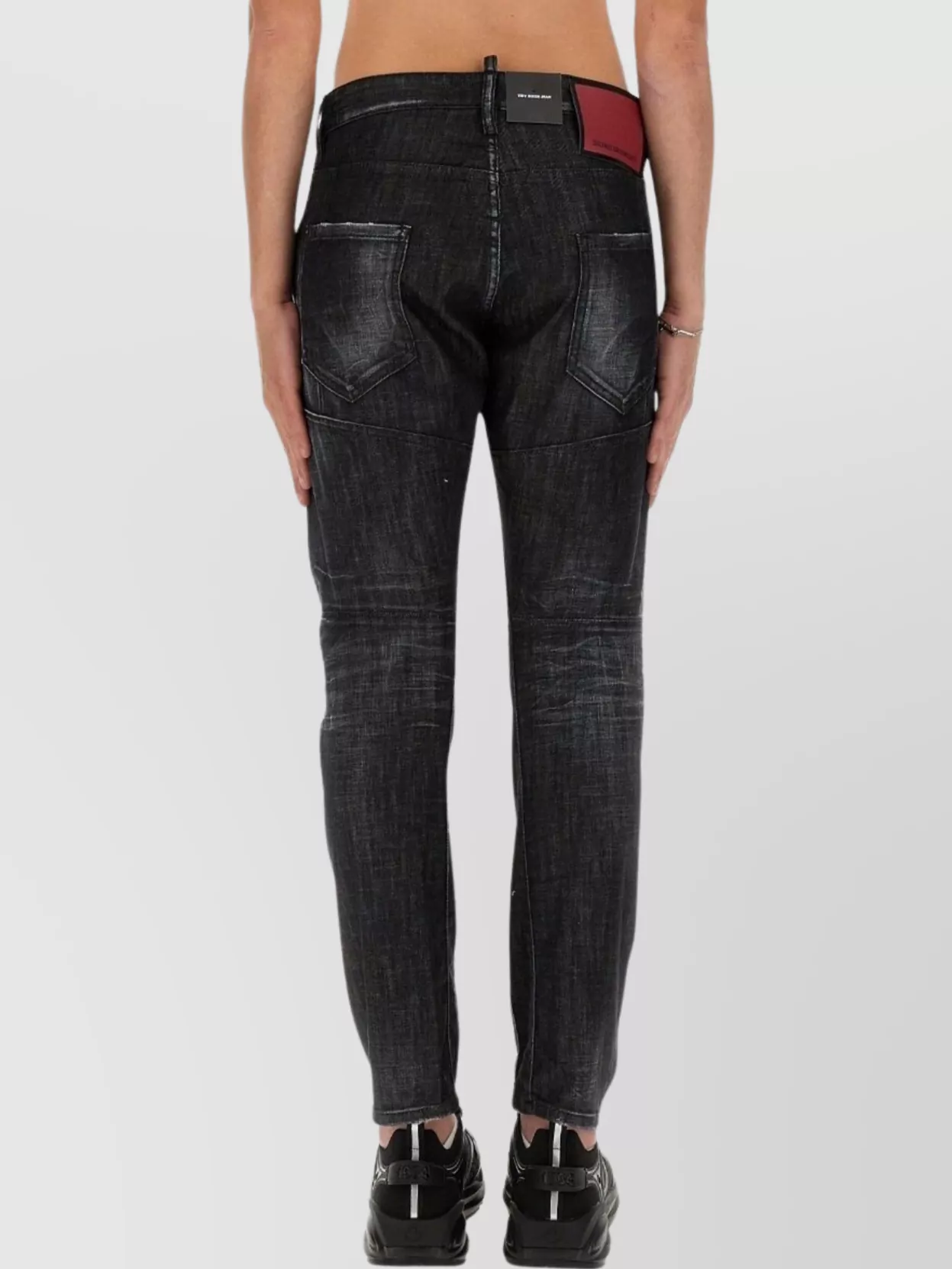 Dsquared2 Easy Black Wash Tidy Biker Black Stretch Cotton Denim Jeans