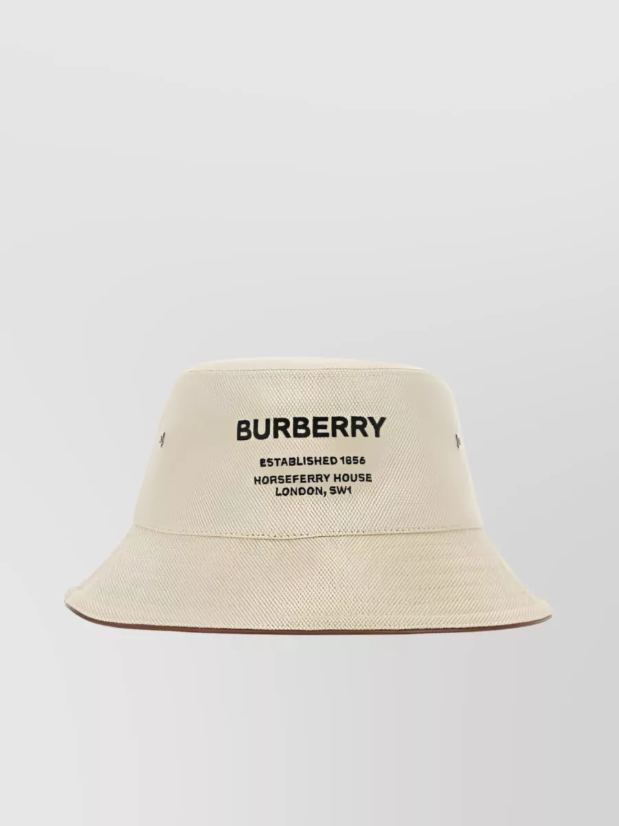 Shop Burberry Horseferry London Hq Canvas Bucket Hat In Cream