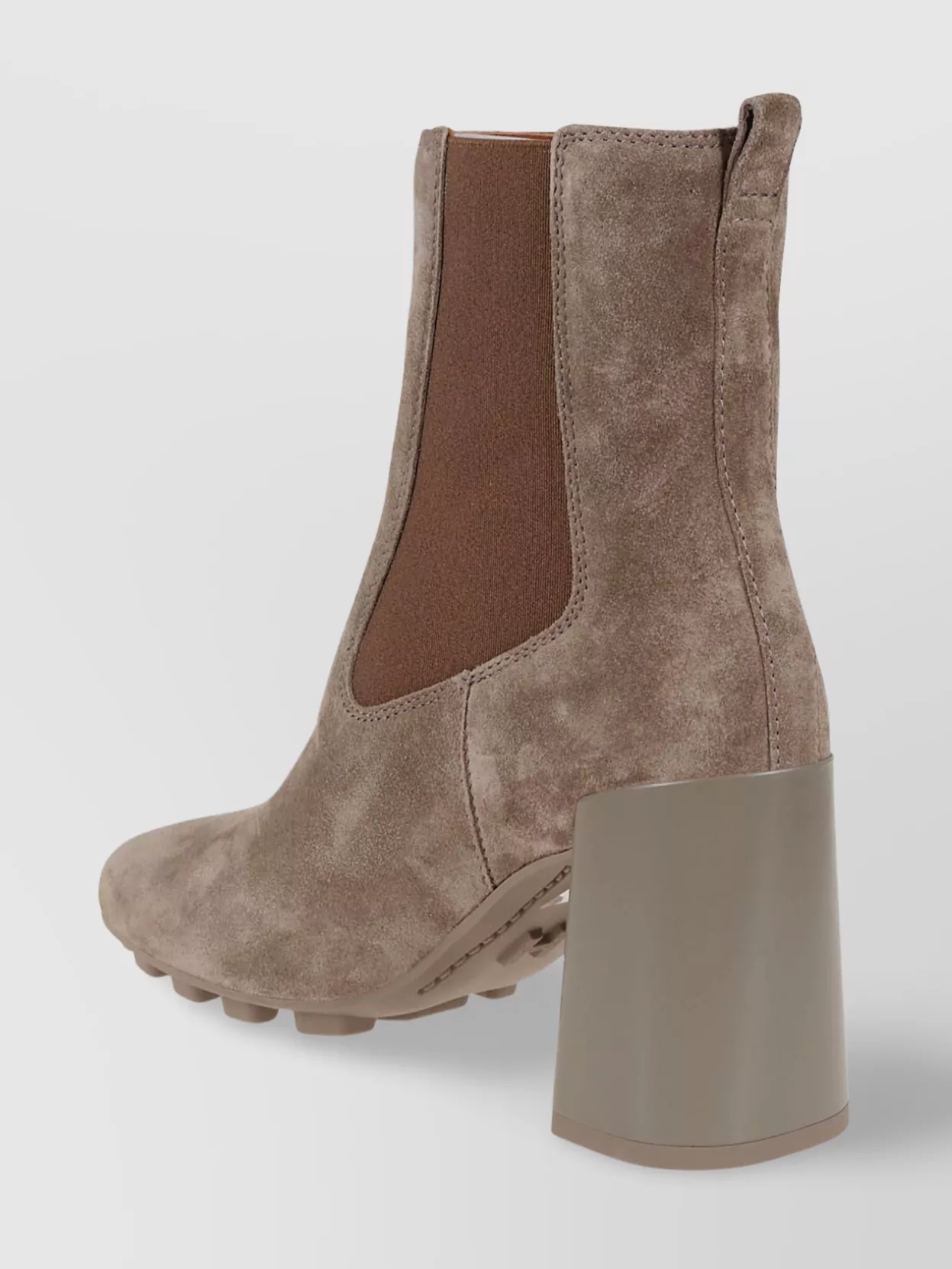 Hogan Suede Block Heel Ankle Boots With Elastic Panels