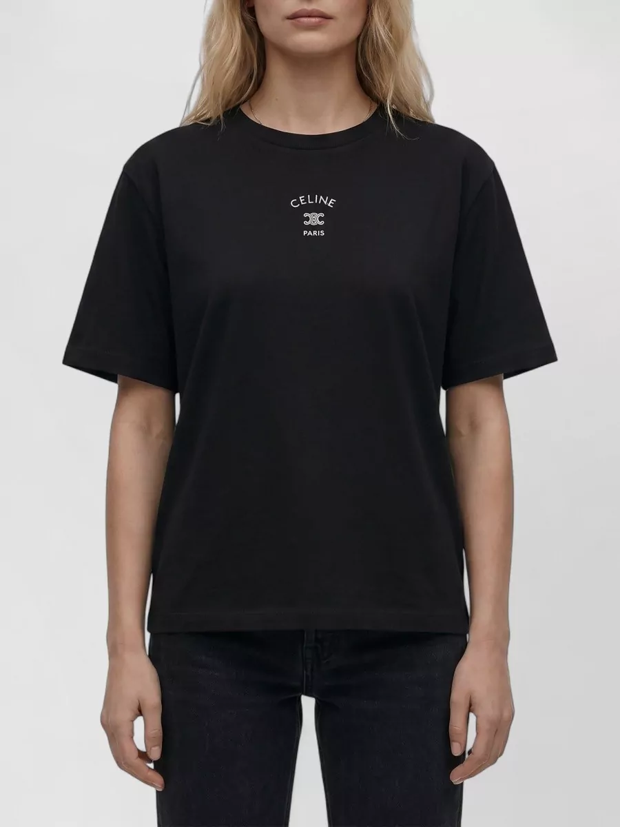 Celine ribbed crew neck cotton jersey short-sleeve t-shirt