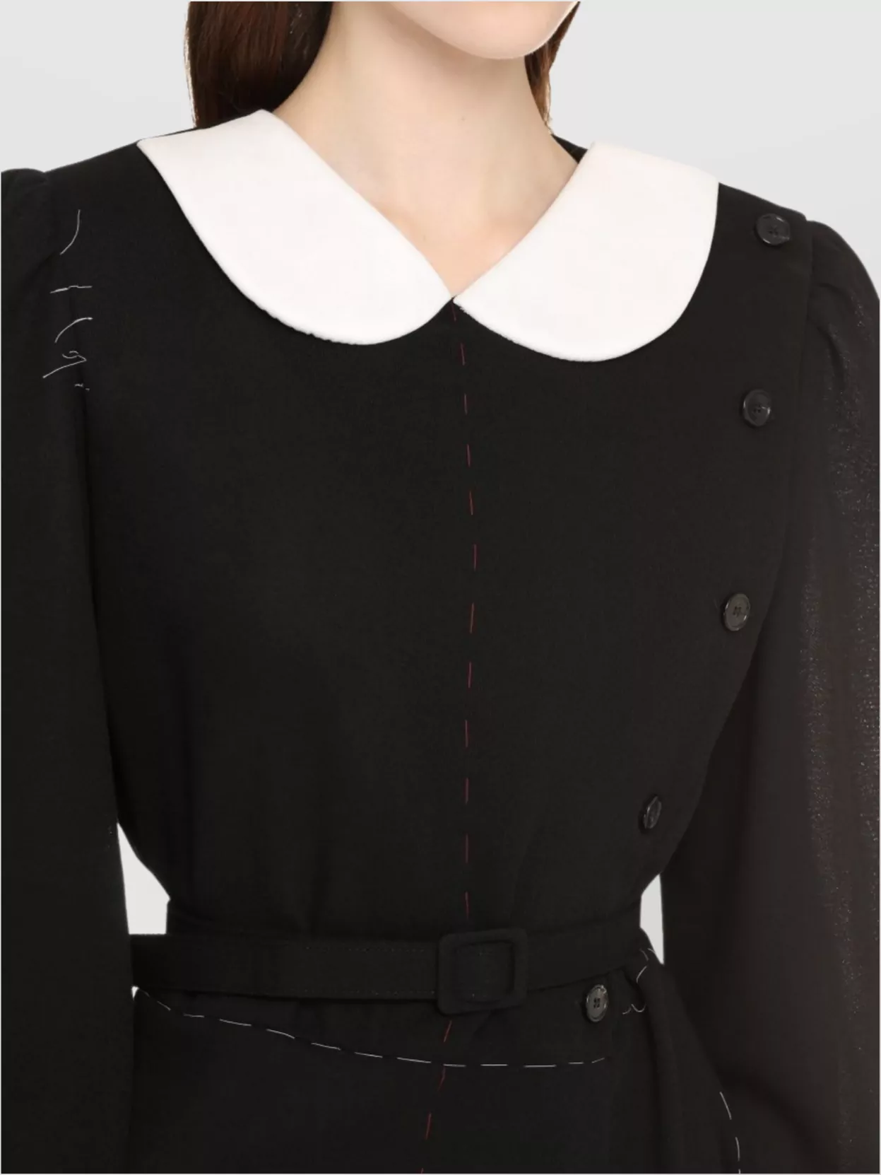Maison Margiela Peter Pan-collar Wool Minidress In Black