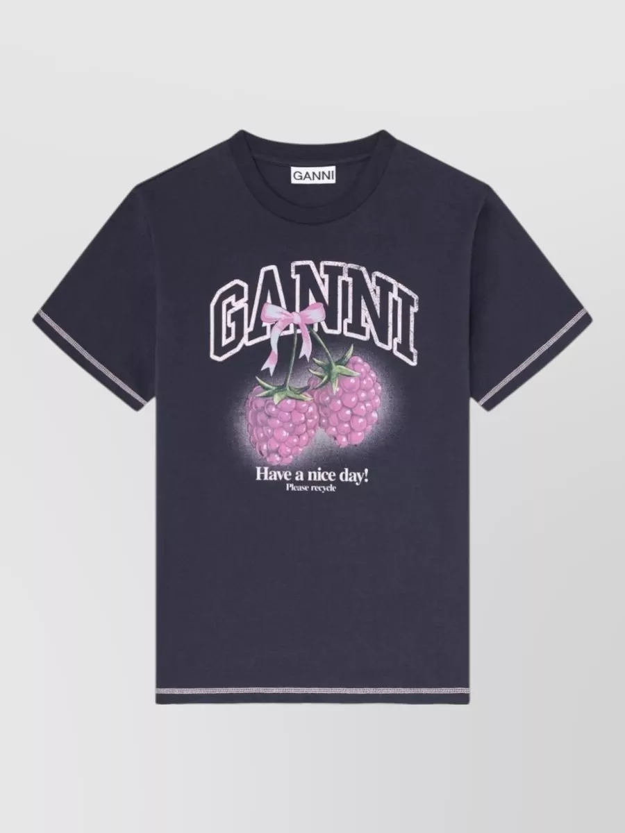Ganni Organic cotton graphic short-sleeve t-shirt
