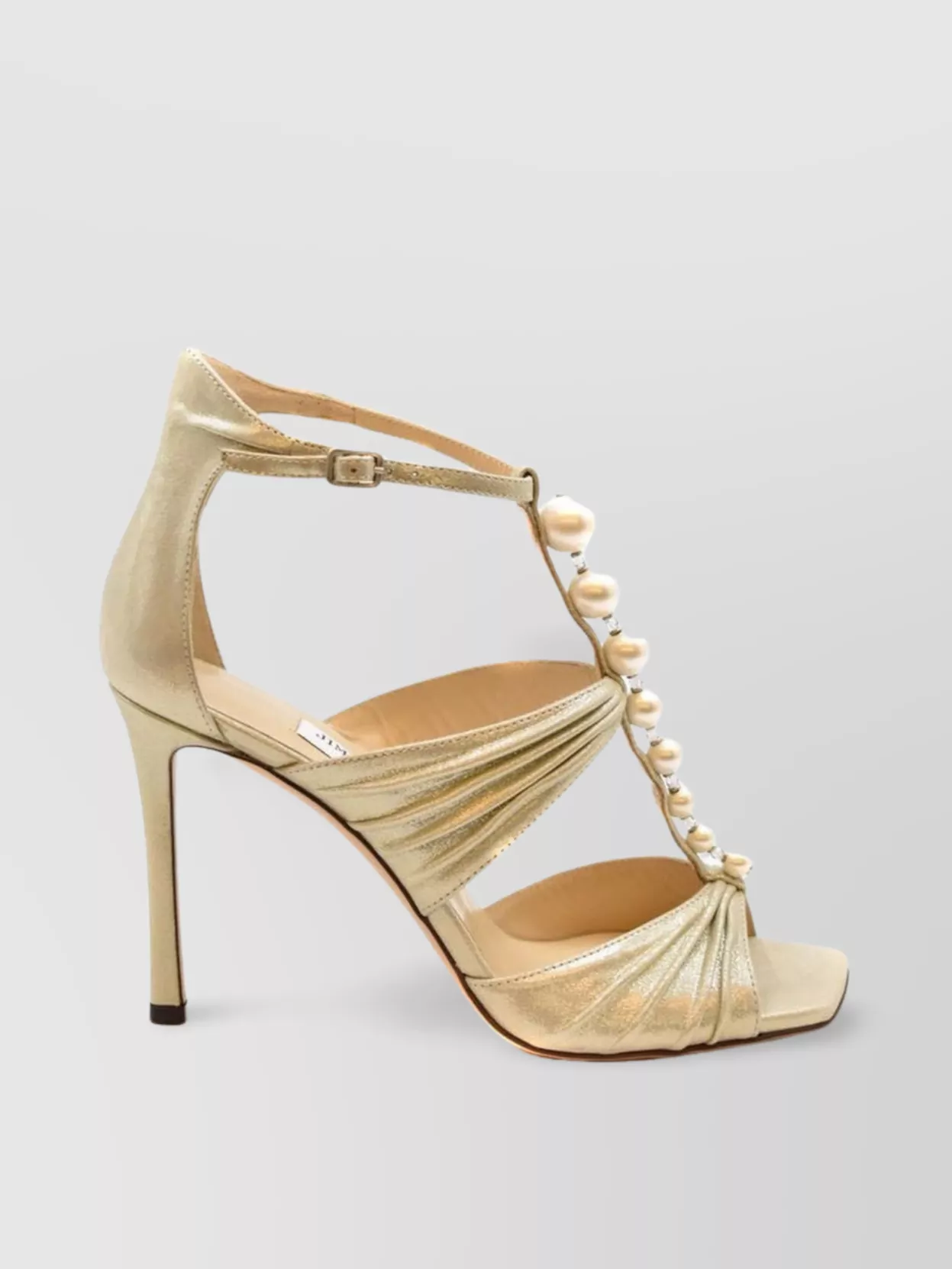 Jimmy Choo Open Toe Pearl T-bar Sandals In Neutral