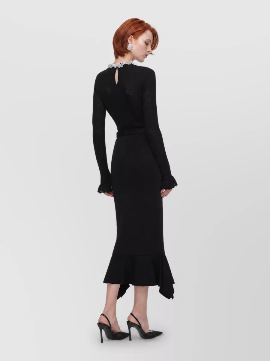 Self-Portrait Belted Knit Midi Dress