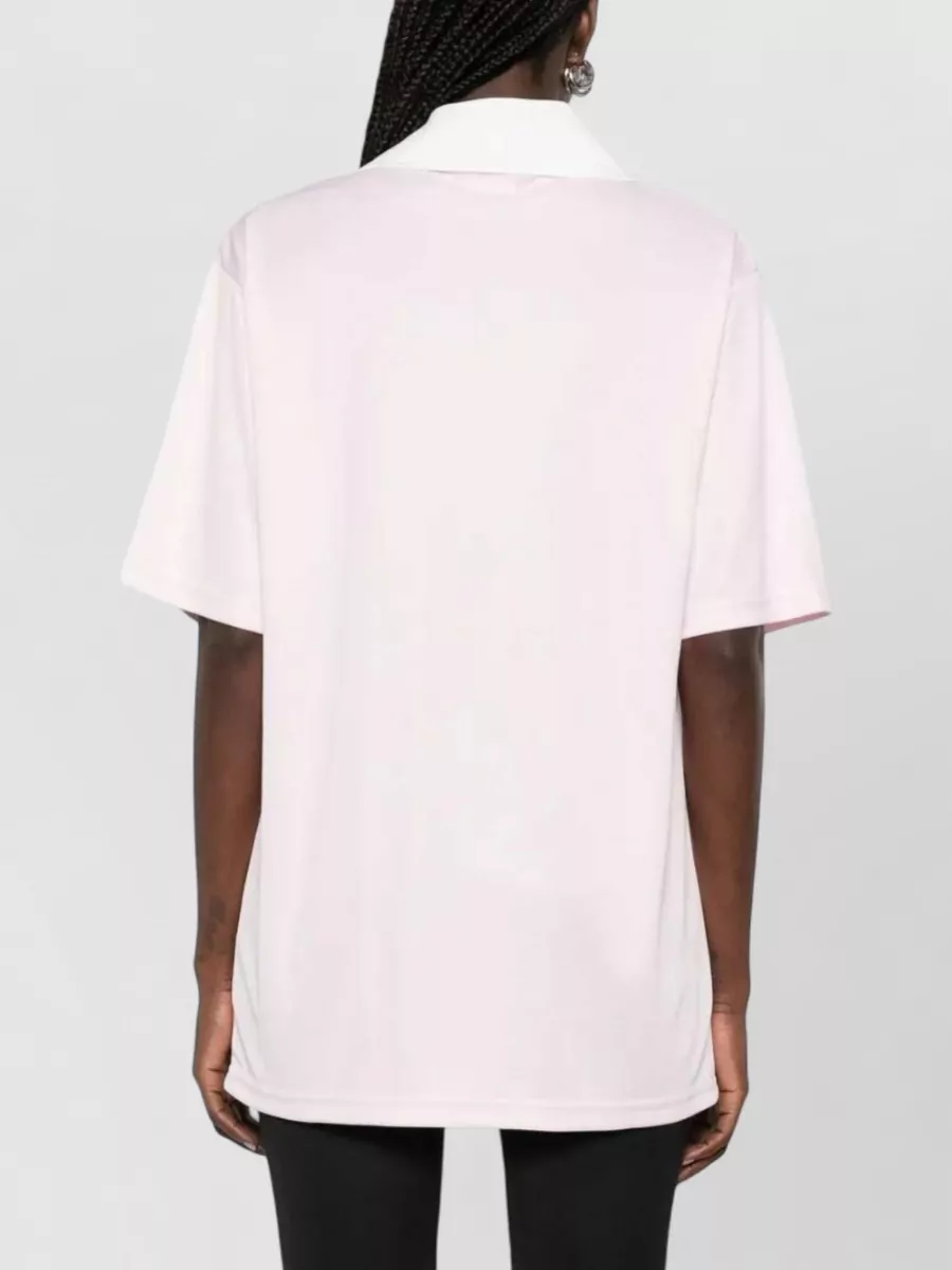 Courrèges Oversized V-Neck Short-Sleeve Polo Top