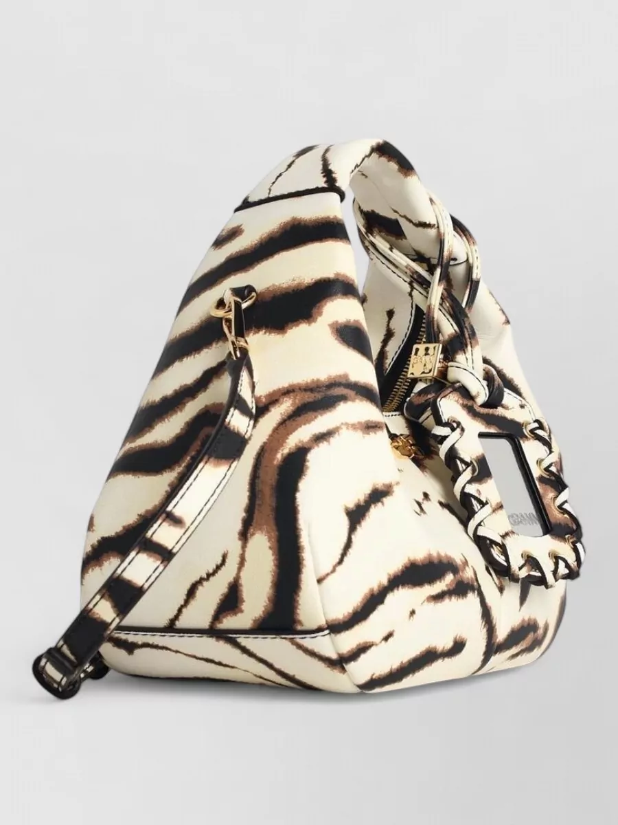 Ganni Mini Hobo Zebra-Print Shoulder Bag