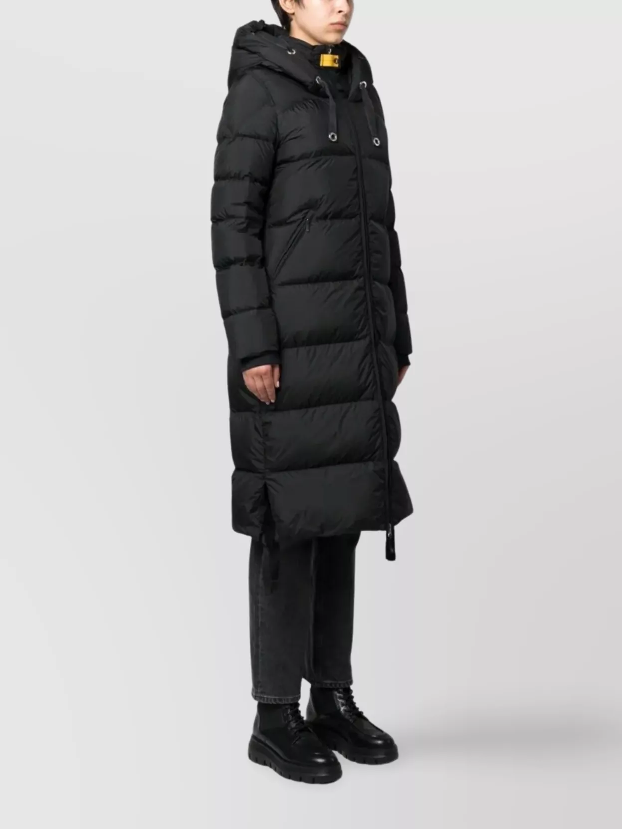 Parajumpers Long Hooded Quilted Jacket Drawstring Hem