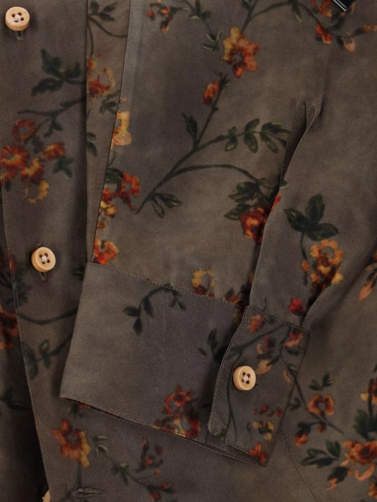 Uma Wang Brown Twill Tyesha Printed Shirt