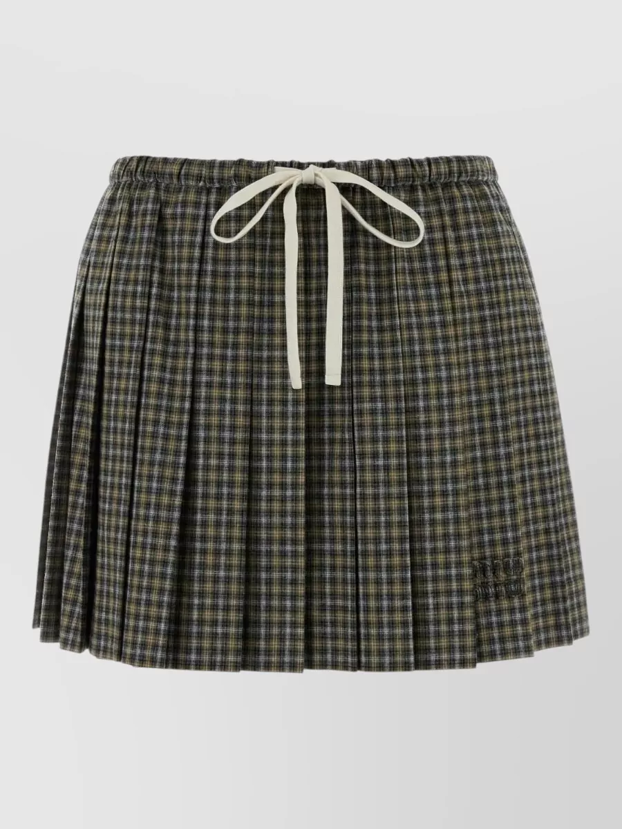 Miu Miu cotton tartan pleated mini skirt