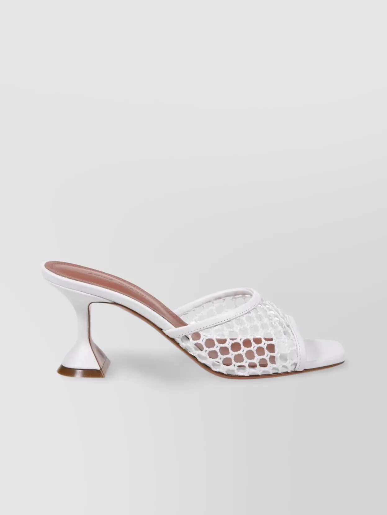 Shop Amina Muaddi Net Mesh Sandals Square Heel