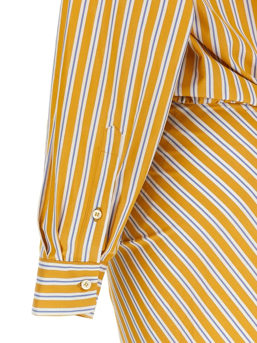 The Andamane Striped Cotton Patchwork Shirt Mini Dress