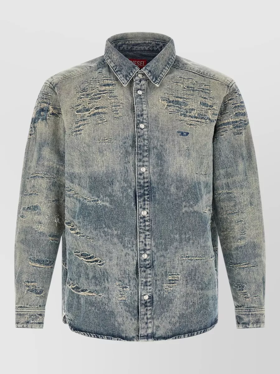 Diesel denim distressed long-sleeve shirt