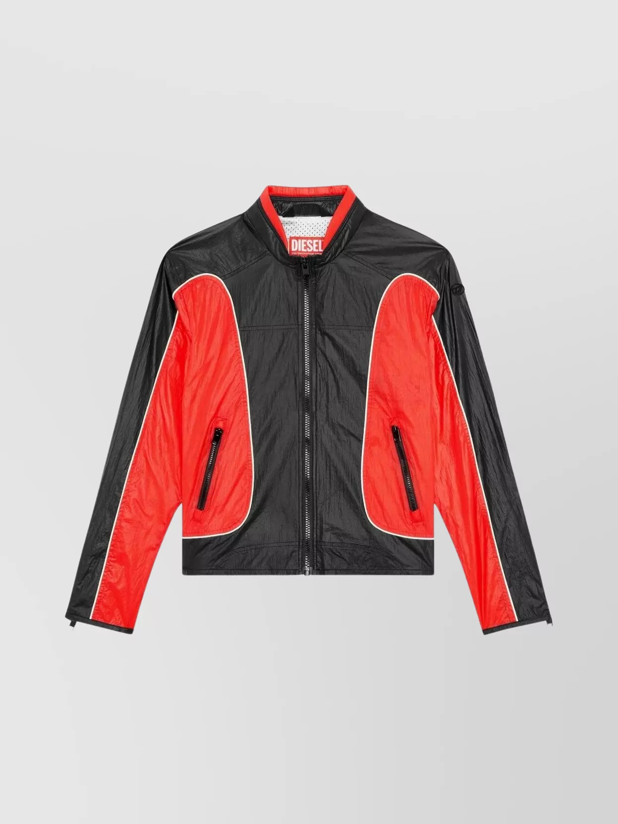 Shop Diesel Ergonomic Stand-up Collar Jacket In Lightweight Ripstop Nylon In Black