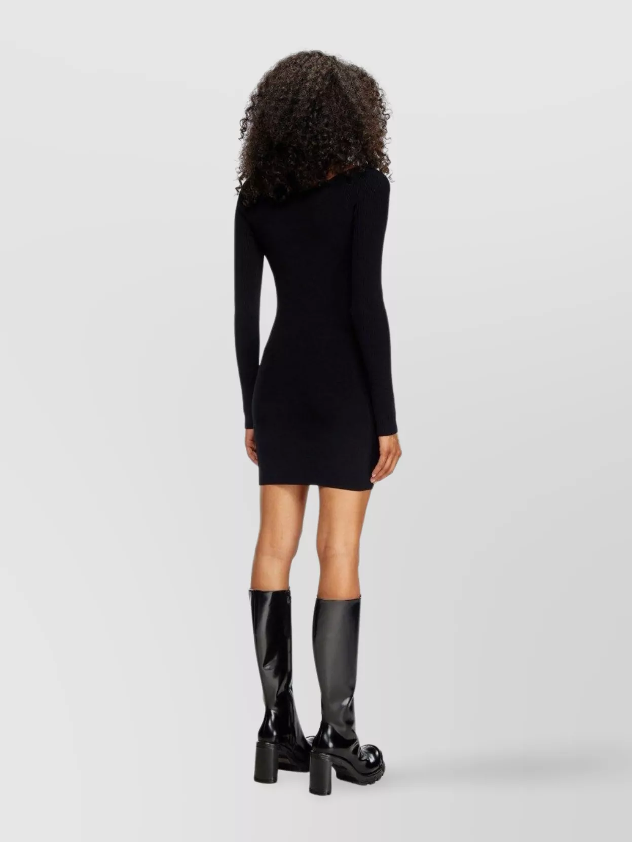 Diesel Off-Shoulder Long Sleeve Ribbed Dresses
