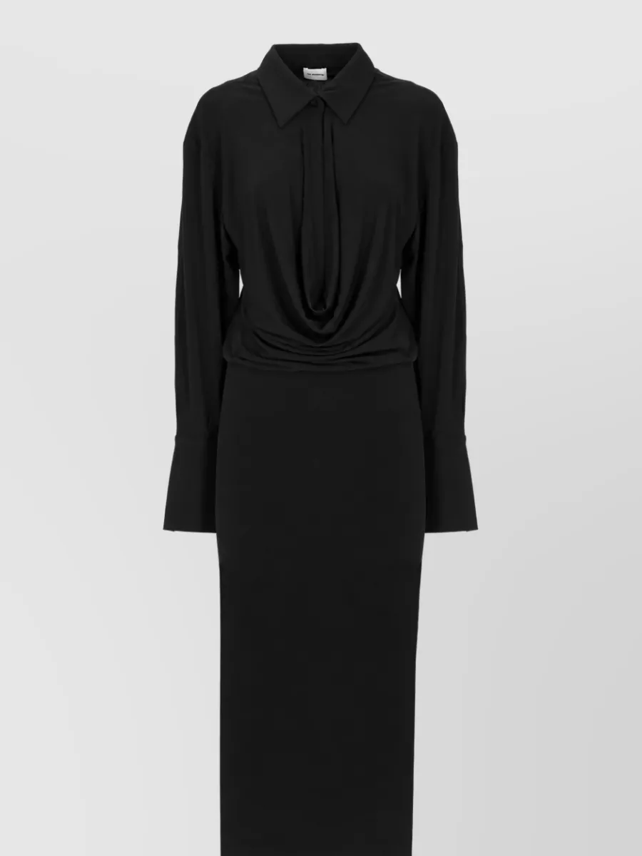The Andamane Draped long-sleeve midi dress