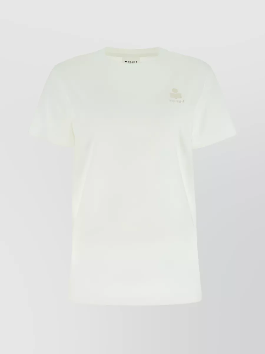 Shop Isabel Marant Étoile Cotton Crewneck Logo T-shirt In White