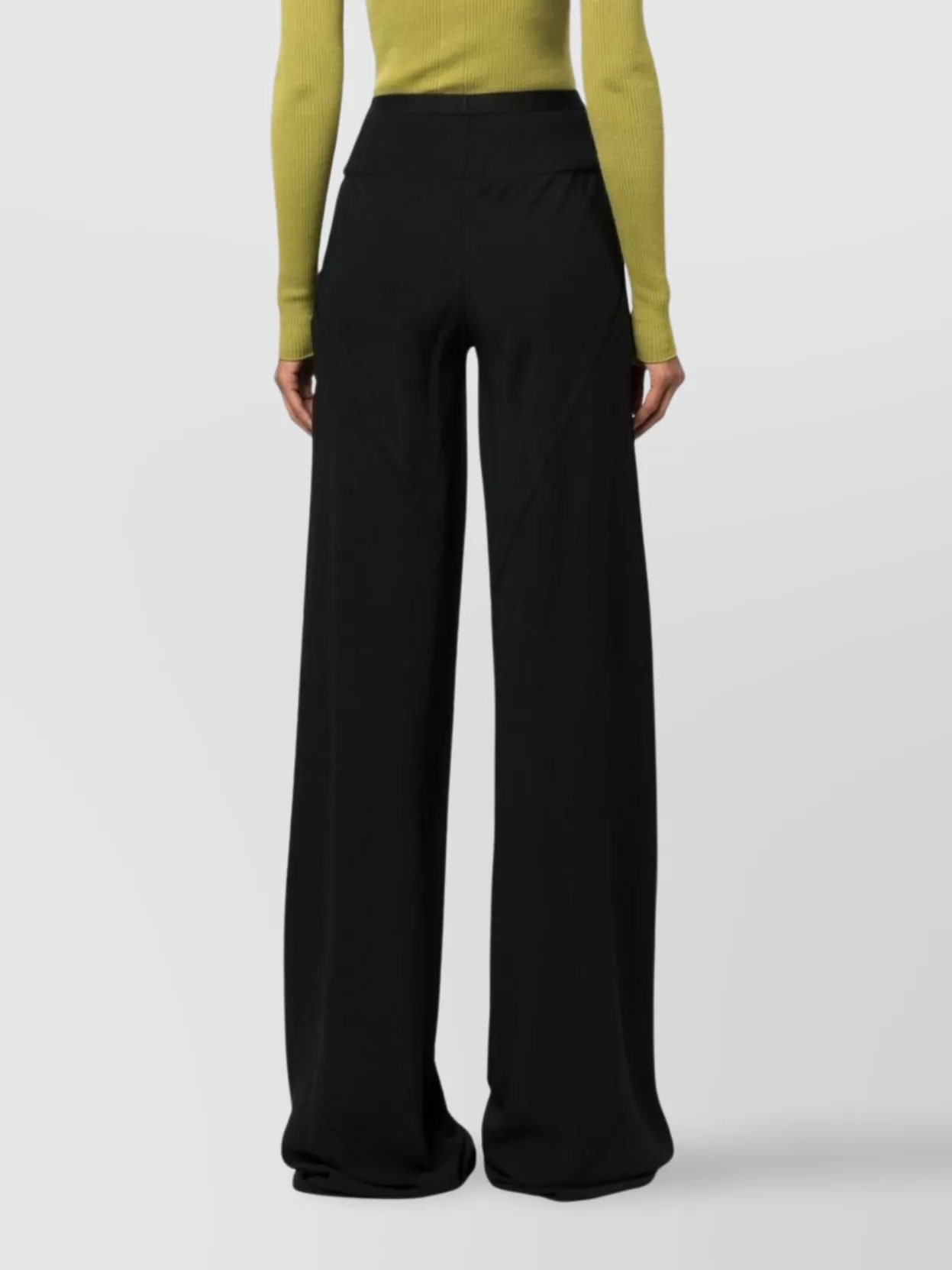 Rick Owens Wide-leg Trousers Ribbed Waistband In Black