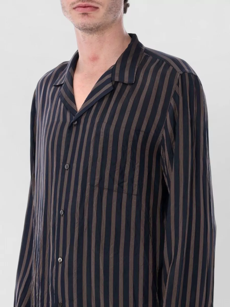 Dries Van Noten Striped Cupro Relaxed-Fit Long-Sleeve Open-Collar Shirt