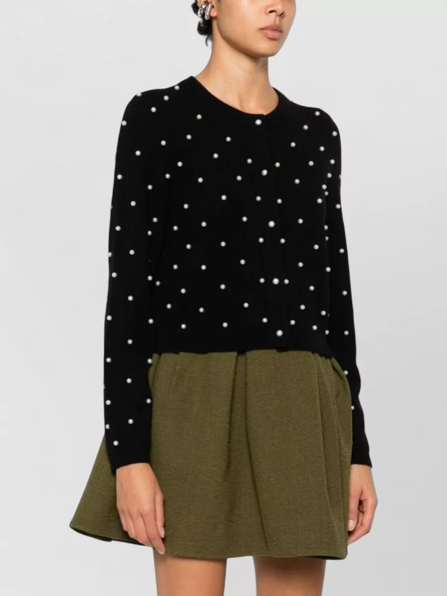 Alice + Olivia Cashmere Pearl-Embellished Long-Sleeve Cardigan