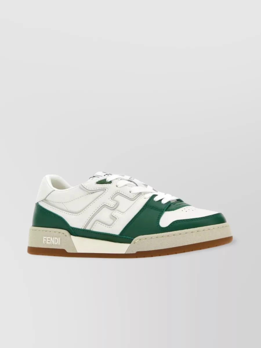 Shop Fendi Two-tone Leather Match Sneakers In White