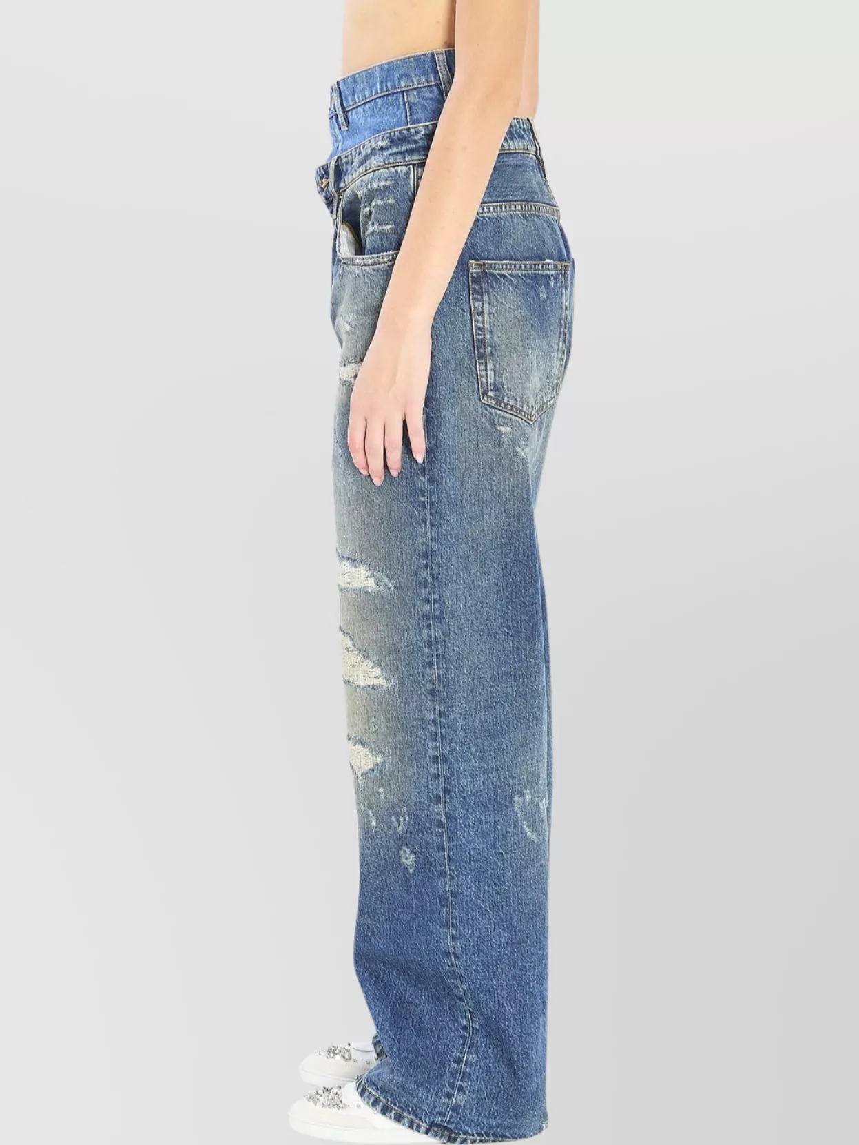 Dolce&Gabbana Double Waist Wide Leg Denim Trousers