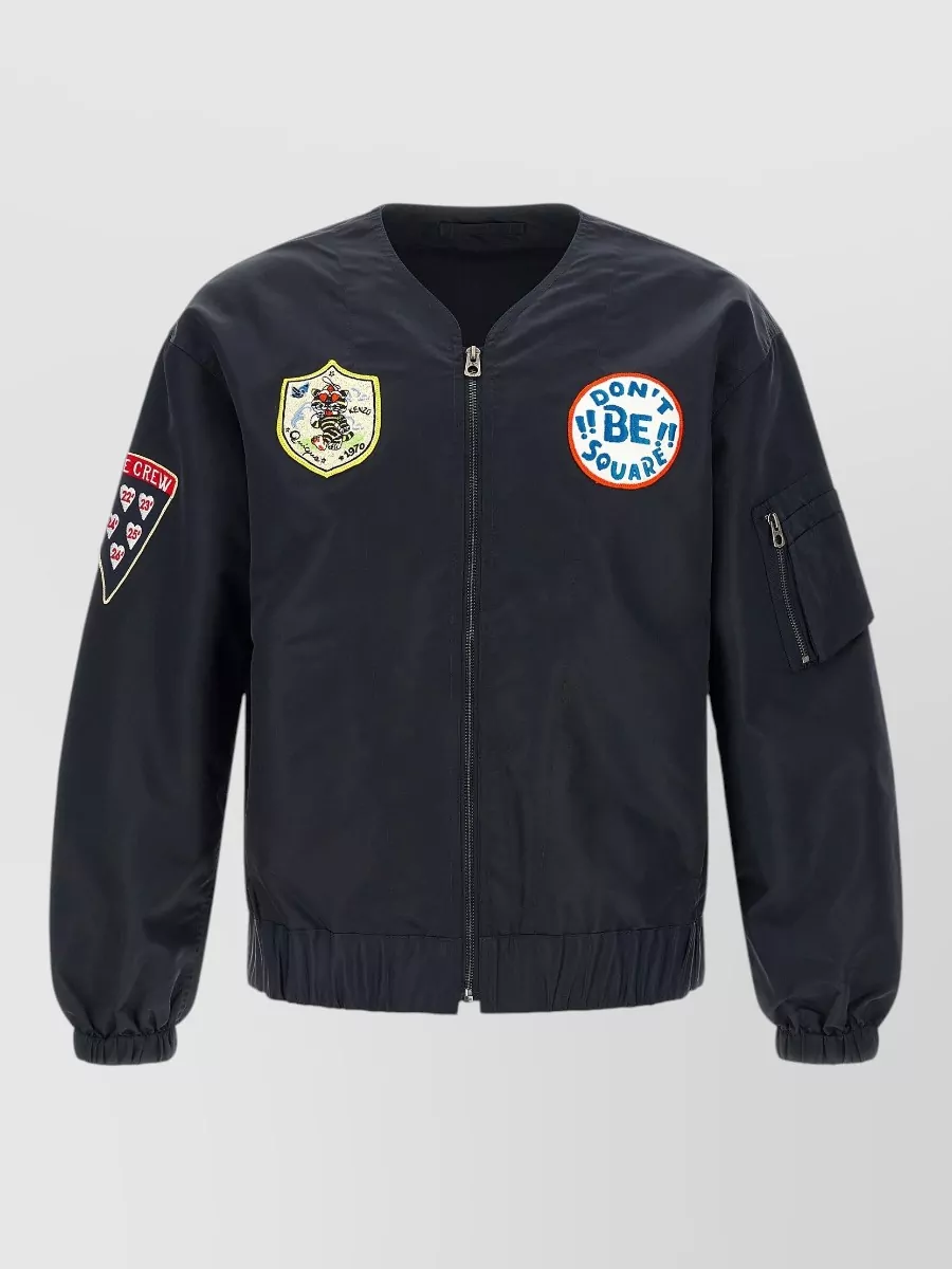 Kenzo Nylon V-Neck Single-Breasted Bomber Jacket