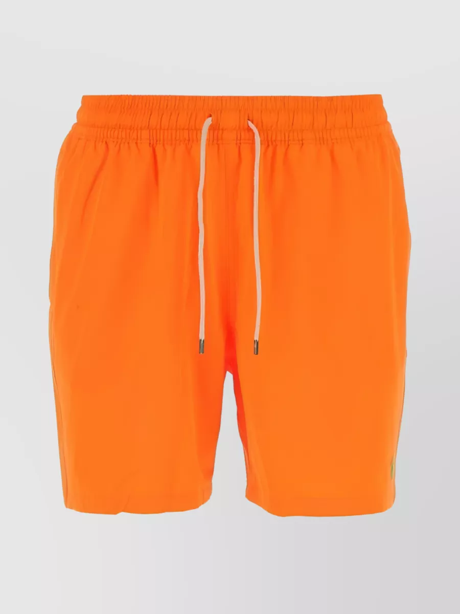 Shop Polo Ralph Lauren Straight Leg Drawstring Swim Shorts In Orange