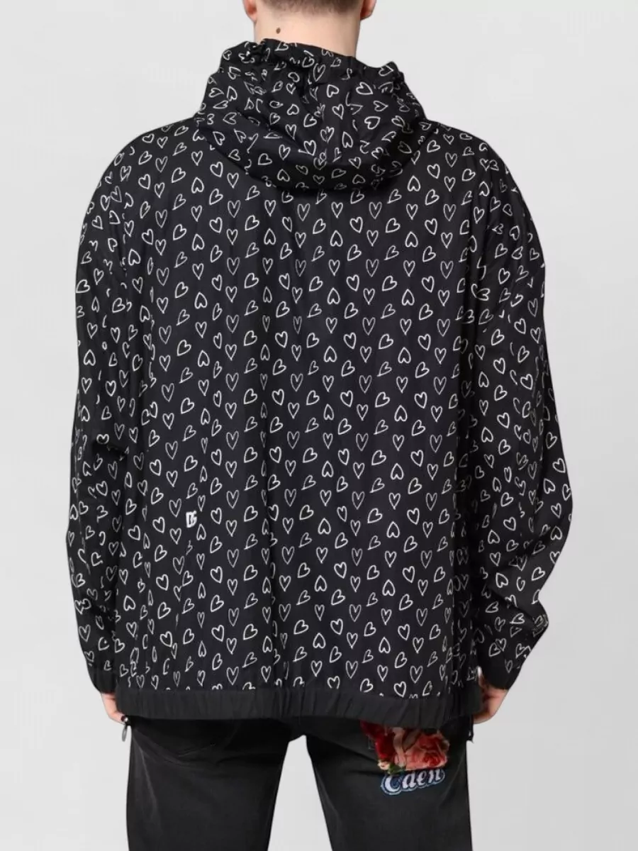 Dolce&Gabbana Heart Print Hooded Windbreaker Jacket