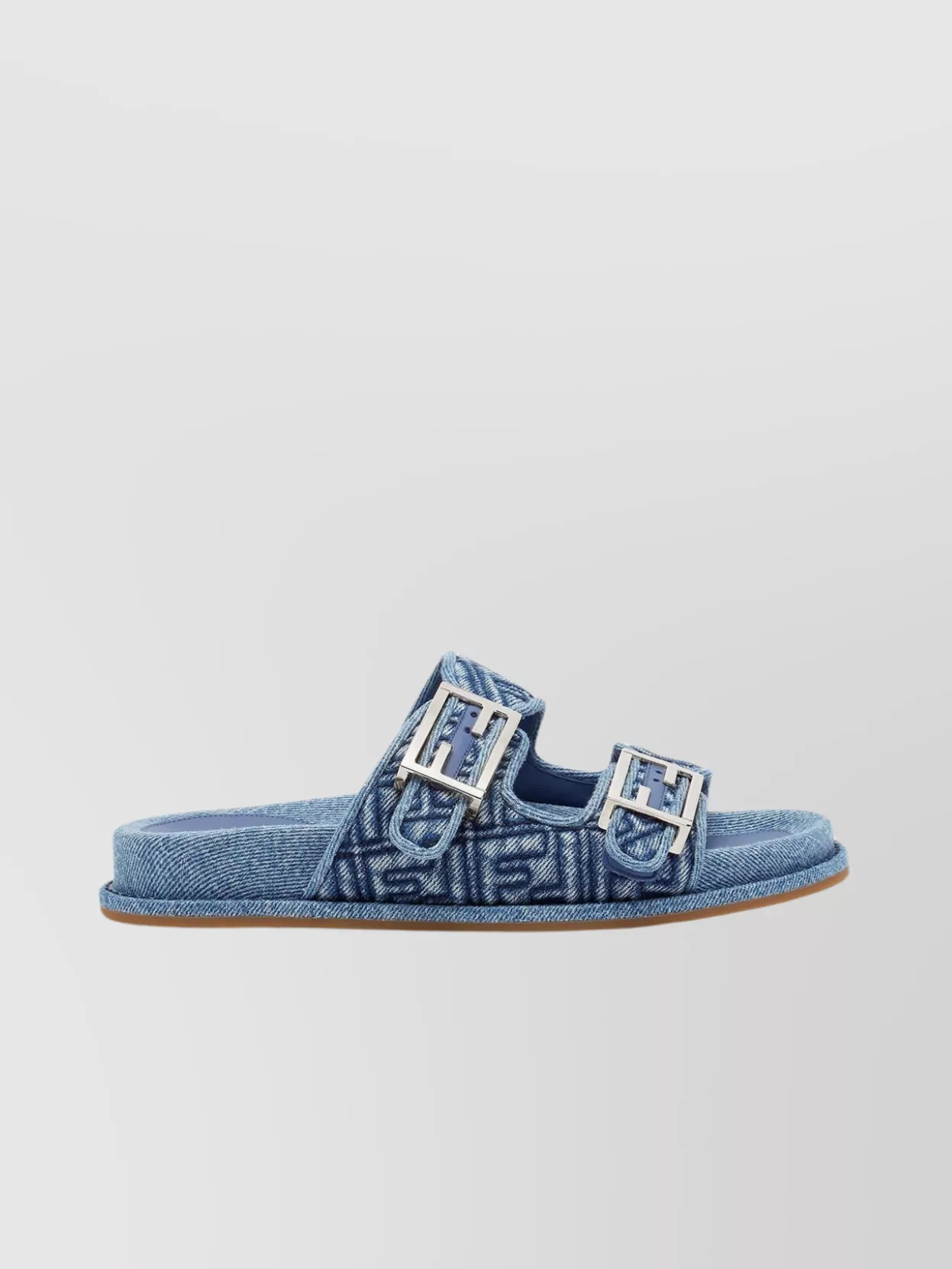 Shop Fendi Denim Quilted Slide Sandals