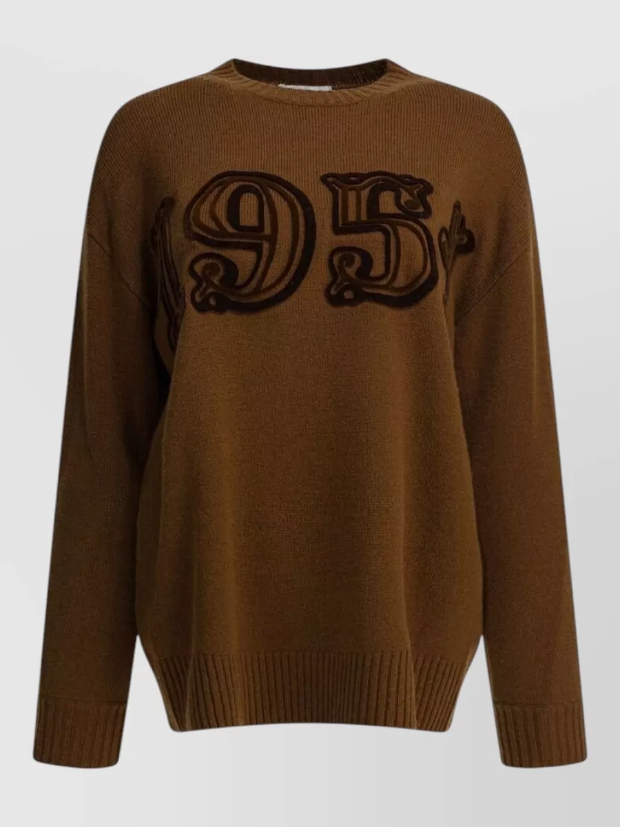 Max Mara Crew Neck Knitwear Long Sleeve Top In Brown