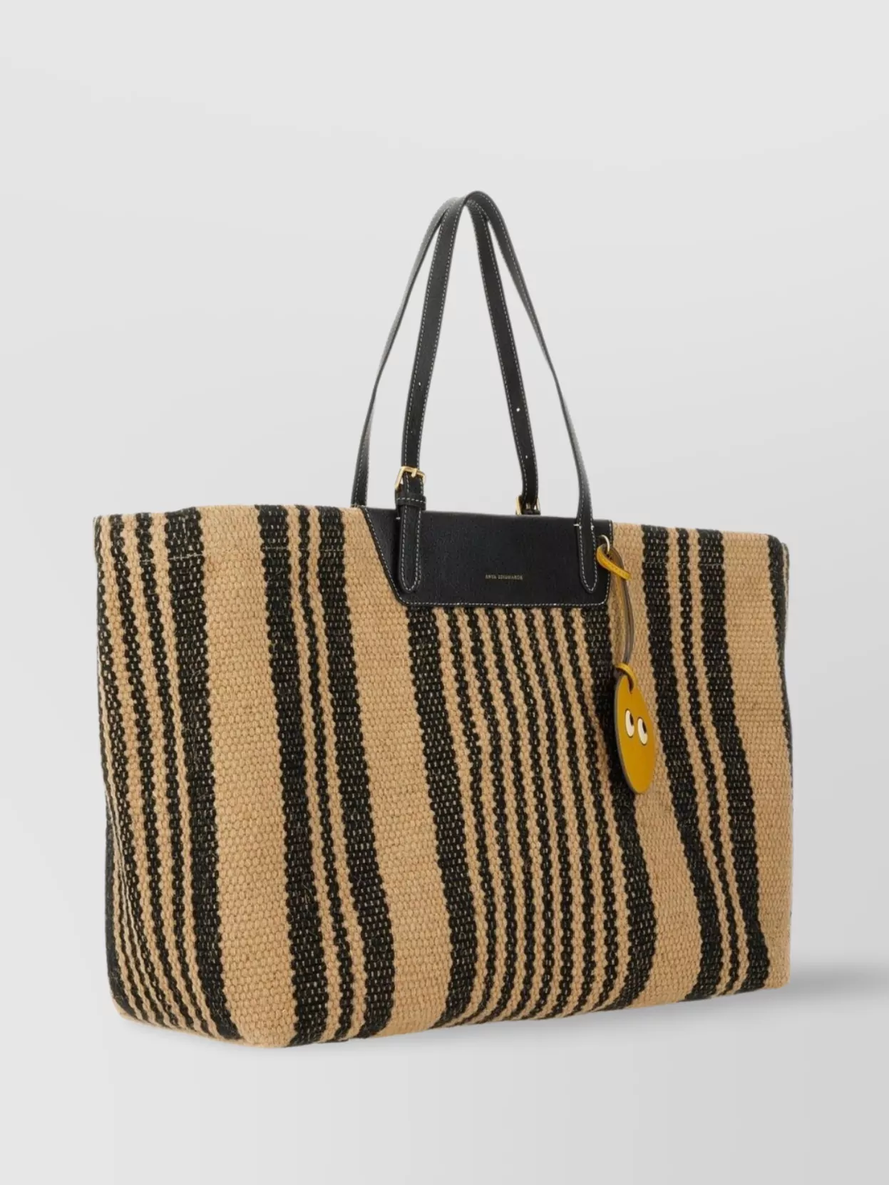Shop Anya Hindmarch Logo Striped Woven Tote Bag