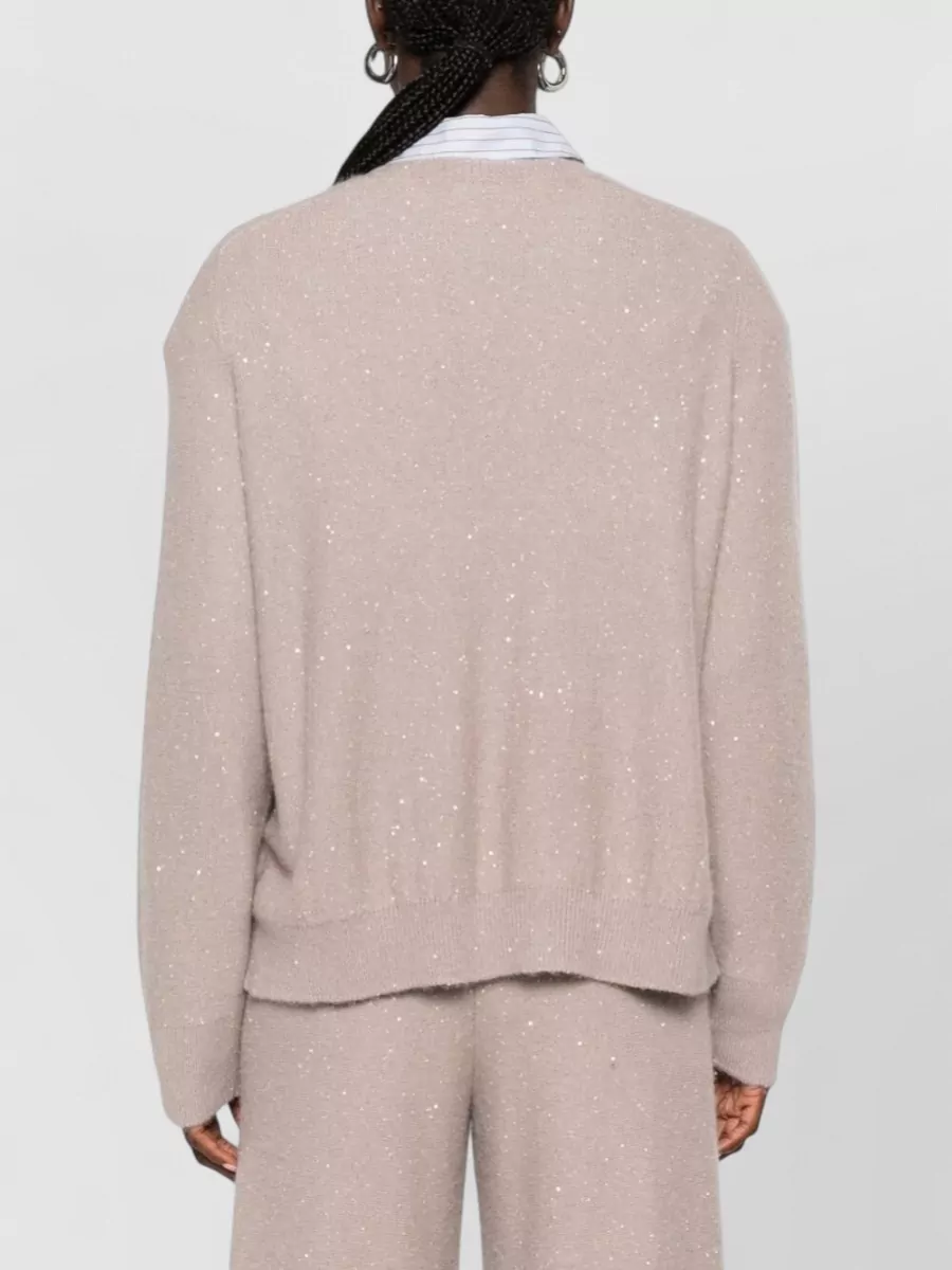 Fabiana Filippi Wool Silk Cashmere Alpaca Sequin-Embellished Crewneck Sweater