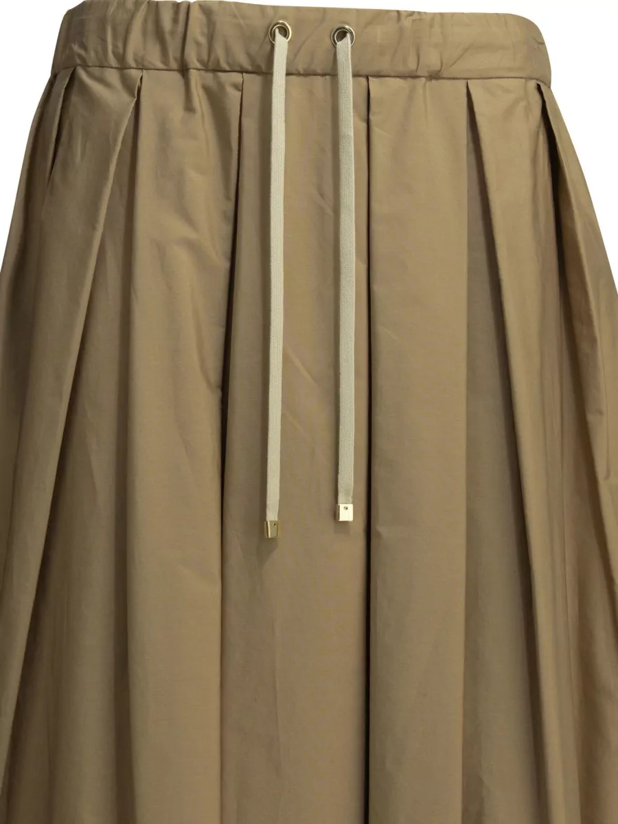 S Max Mara Cotton Long A-Line Pleated Skirt
