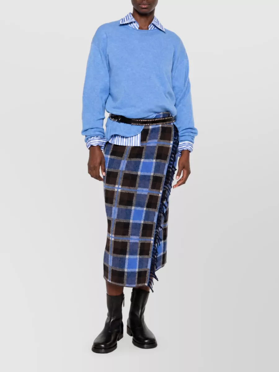 Guest In Residence wool cashmere checked wrap skirt