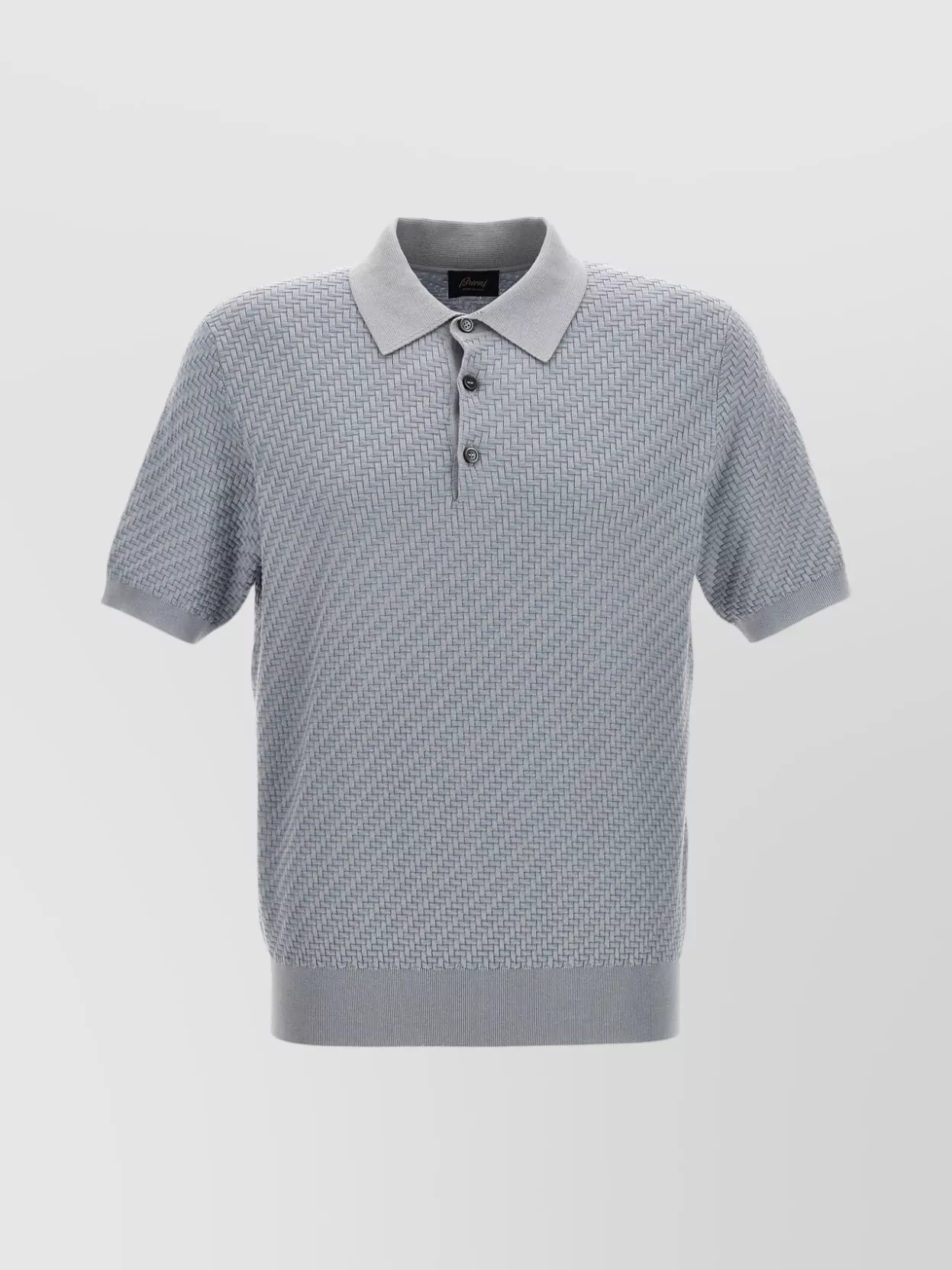 Brioni Knit Polo Shirt Textured Pattern In Gray