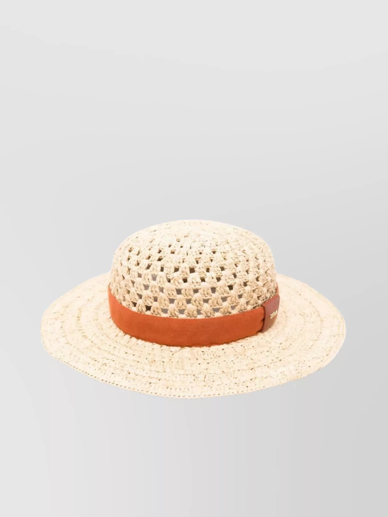 Shop Chloé Contrast Band Straw Hat With Wide Brim